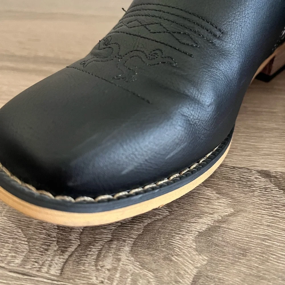 Vodvob Unisex Kids Boots 3 Black/blue Zip Pull on Western Rodeo Cowboy Cowgirl